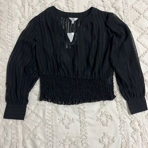 Elegant Black Pleated Blouse